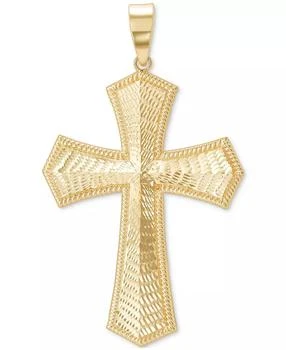 Men
s Textured Raised Border Cross Pendant in 10k Gold