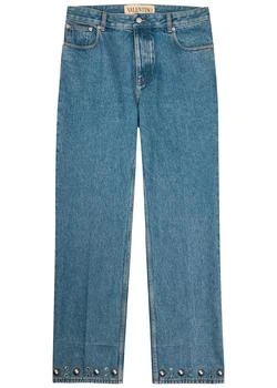 Valentino | Stud-embellished straight-leg cotton jeans