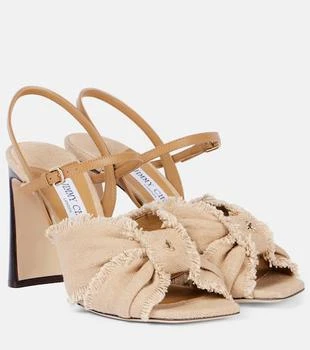 Jimmy Choo | Annika 95 canvas peep-toe pumps