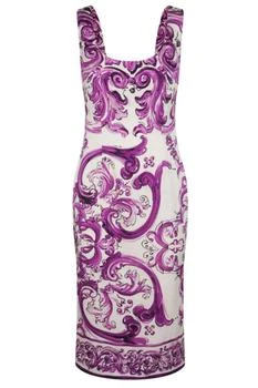Dolce 
Gabbana | Dolce 
Gabbana Majolica-Printed Long Charmeuse Dress