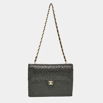 Chanel | Chanel Large Black Leather and Wicker Shoulder Bags