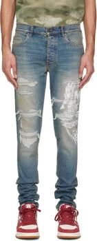 AMIRI | Blue AMIRI Eagle Repair Skinny Jeans