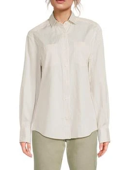 Brunello Cucinelli | Striped Cotton-Silk Button-Front Shirt