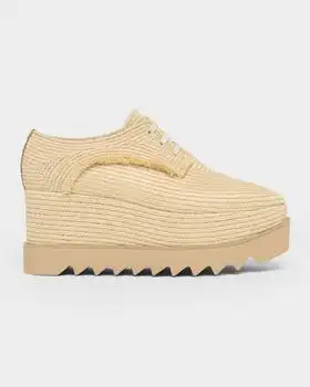 Stella McCartney | 80mm Sneak-Elyse Raffia Platform Sneakers