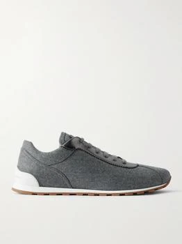 Brunello Cucinelli | Metallic Leather-trimmed Wool Sneakers  - IT41