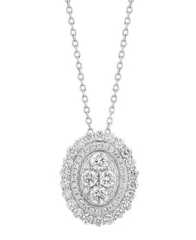 Effy | EFFY® Diamond Oval Halo Cluster 18" Pendant Necklace (1 ct. t.w.) in 14k White Gold