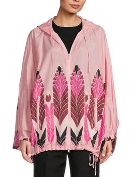 Valentino | Printed Zip-Up Drawstring Hoodie