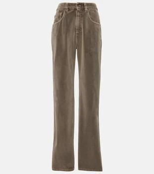Brunello Cucinelli | Mid-rise cotton velvet straight pants