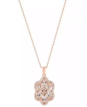 Effy | Morganite (2-3/4 ct. t.w.) and White Zircon Pendant Necklace (7/8 ct. t.w.) in Rose Gold Over Silver
