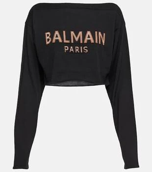 Balmain | Cropped jacquard wool-blend sweater