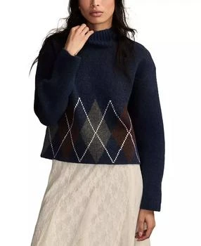 Women's Argyle Mock Neck Sweater
