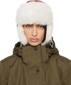 Burberry | Red & Off-White Check Wool Trapper Hat