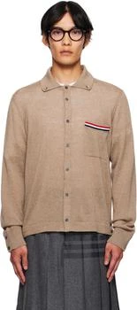 Thom Browne | Beige Merino Wool Jersey Stitch Long Sleeve Shirt