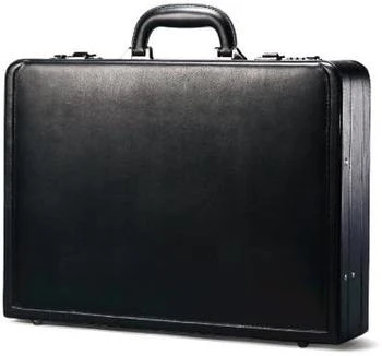 undefineds Leather Attache, 17-7/8"x4-1/4"x13", Black, Sold as 1 Each