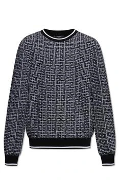 Balmain | Balmain Monogrammed Jacquard Knit Sweater