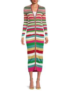 Valentino | Metallic Striped Longline Cardigan Dress