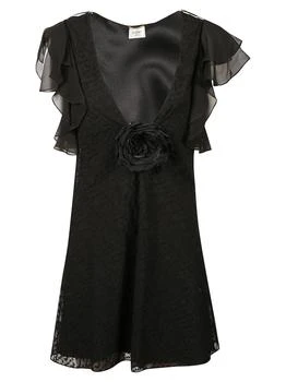 Yves Saint Laurent | Saint Laurent V-Neck Short Skater Dress