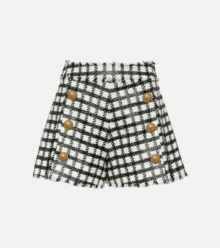 Balmain | High-rise checked wool-blend shorts