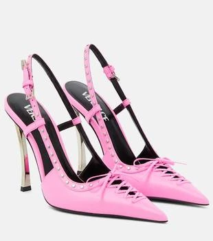 Versace | Laced leather slingback pumps