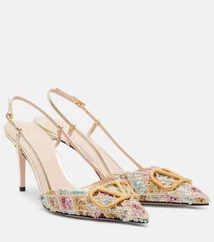 Valentino | VLogo 80 sequined leather slingback pumps