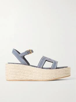 Tod's | Kate Cutout Suede Wedge Sandals  - IT38