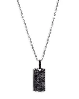 Bloomingdale's | Men's Black Diamond Dog Tag Pendant in 14K White Gold, 0.50 tcw