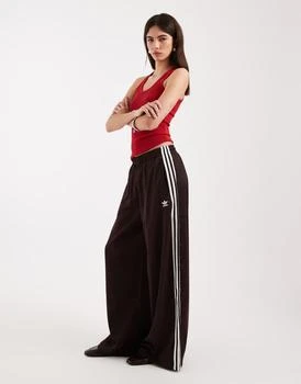 adidas Originals satin wide leg track pants in brown