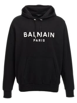 Balmain | Balmain Logo Printed Drawstring Hoodie