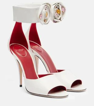 Valentino | Drip Rose embellished leather sandals