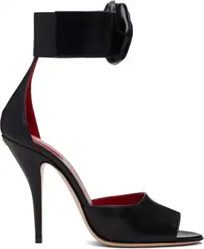 Valentino | Black Drip Rose Kidskin Heeled Sandals