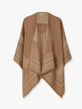 Fendi | Wool and cashmere poncho with jacquard manufacturing