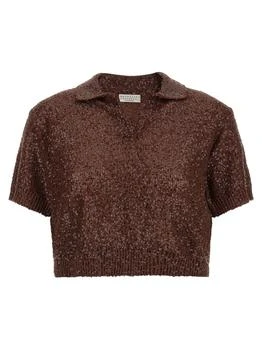 Brunello Cucinelli | Brunello Cucinelli Sequin Embellished Polo Top