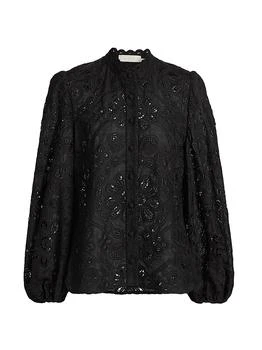 Zimmermann | Rhiannon Lace Cotton Button-Front Top