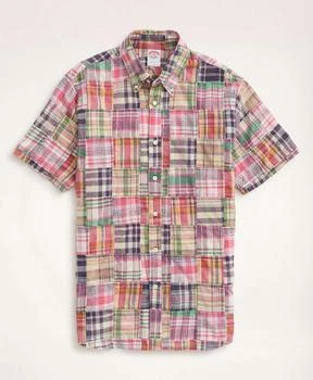 Big 
Tall Sport Shirt, Short-Sleeve Patchwork Madras