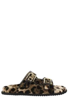 Dolce & Gabbana | Dolce & Gabbana Leopard Printed Velvet Sliders