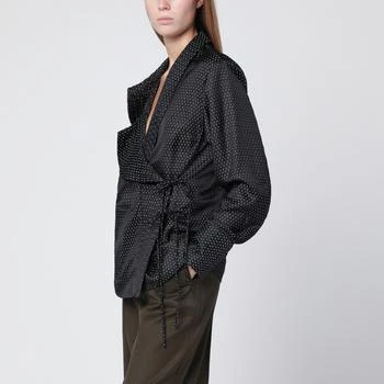 Dries Van Noten | Black wrap shirt with jacquard texture