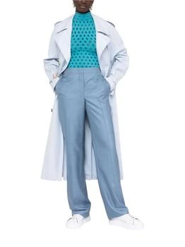 Salvatore Ferragamo | High Waisted Silk Trousers In Blue