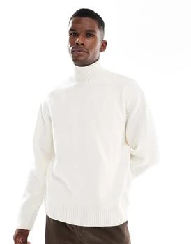 Jack 
Jones oversize heavyweight turtle neck jumper in cream