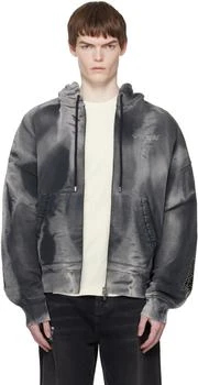 AMIRI | Gray Bones Studded Oversized Zip Hoodie