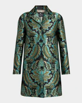 ETRO | Floral Jacquard Single-Breasted Top Coat