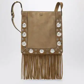 Valentino | Beige Nellcôte bag in suede with fringes