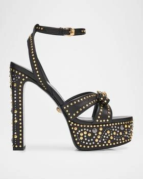 Versace | 140mm Gianni Ribbon Studded Leather Platform Sandals