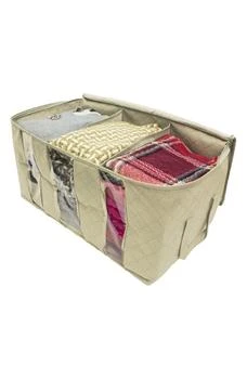 SORBUS Beige Foldable Fabric Storage 3 Section Organizer Bag - Pack of 2