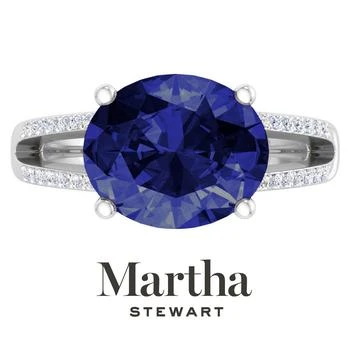 4 1/2 Carat Oval Shape Gemstone Ring with Lab Grown Diamonds in Sterling Silver, Choose Your Gemstone