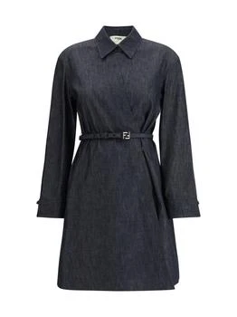 Fendi | Fendi Asymmetrical Cross-Over Fasten Belted Shirt Dress