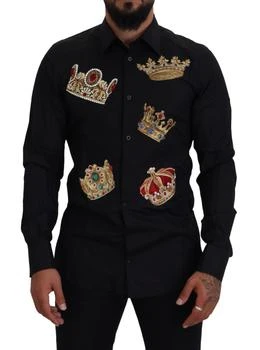 Dolce & Gabbana | gold Crown Slim Fit Dress Formal Men's Shirt