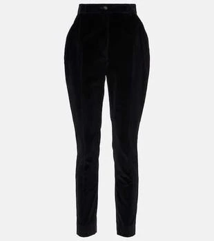 Dolce 
Gabbana | High-rise cotton-blend velvet tuxedo pants