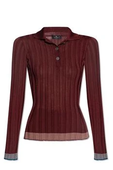 ETRO | Etro Pegaso Button Ribbed Polo Shirt