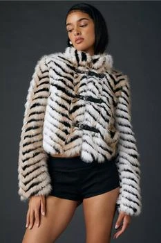 Azalea Wang Argyll Animal Print Faux Fur Coat