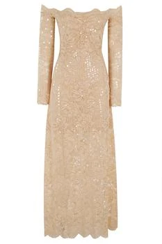 Paco Rabanne Sequin-Embroidered Lace Long Dress